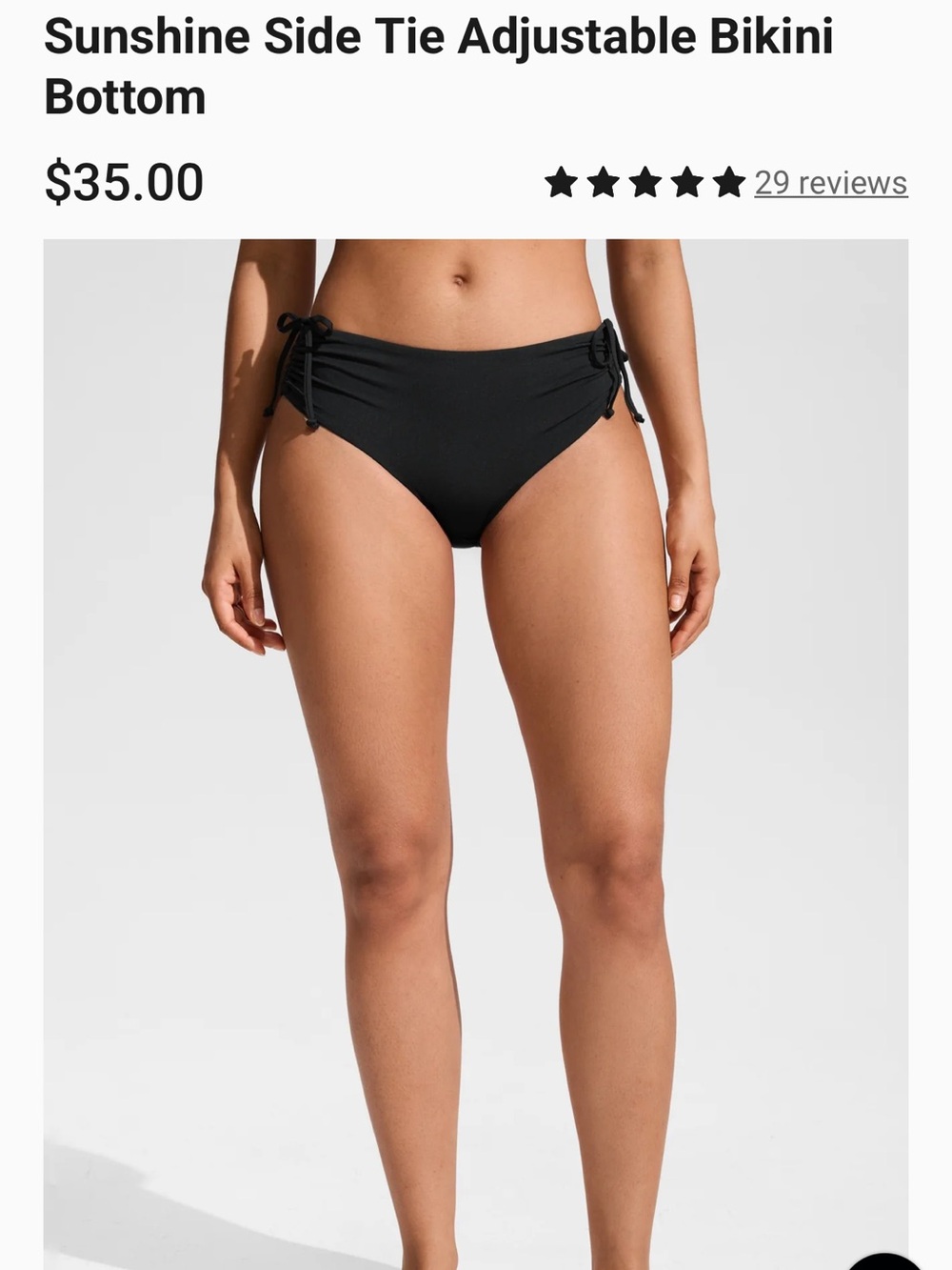 CRZ YOGA Black Sunshine Side Tie Adjustable Bikini Bottom